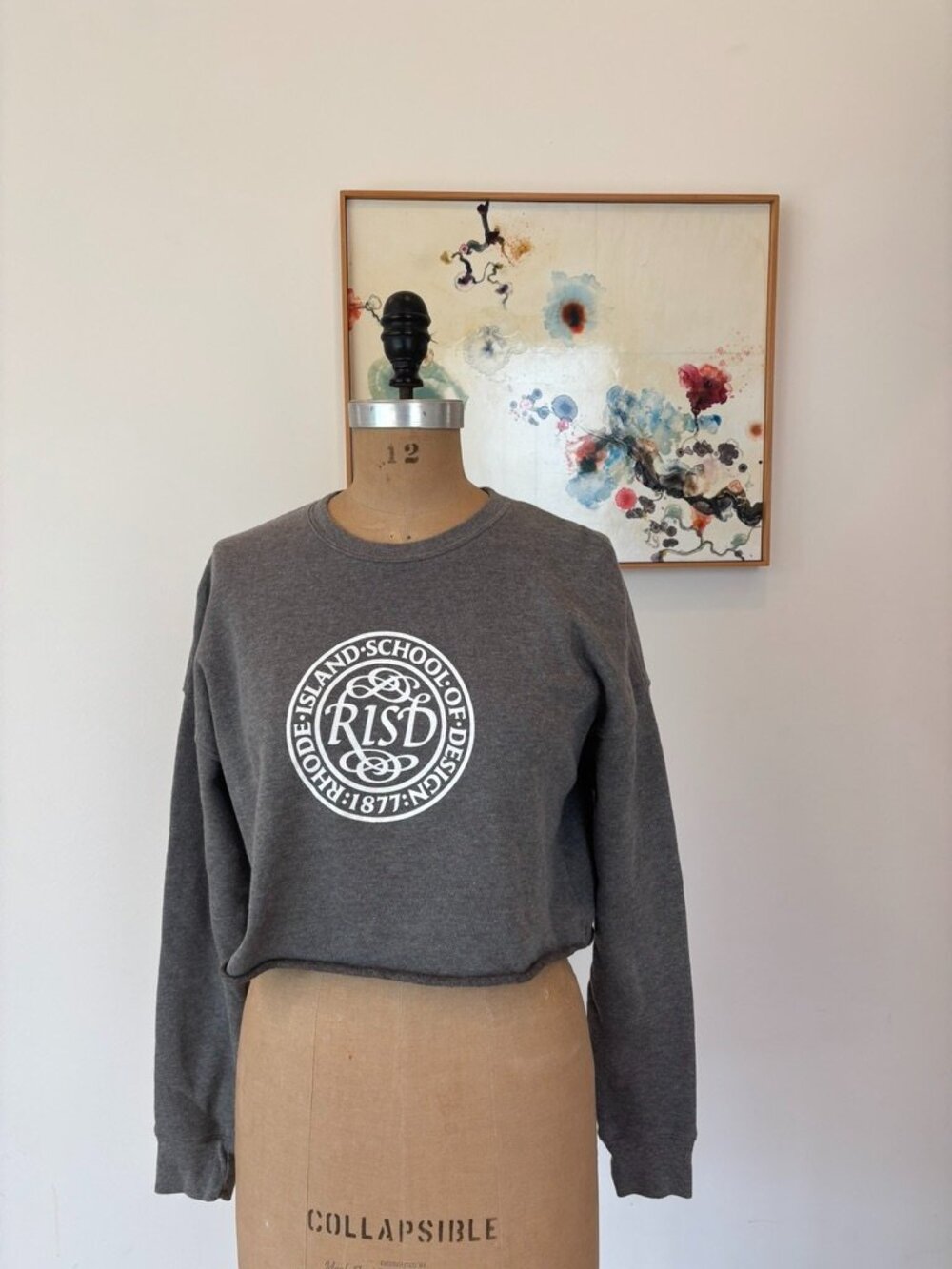 Cropped Gray RISD Crewneck Sweatshirt